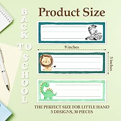 30 Name Tags for Classroom Cubbies, 3x9 in Woodland