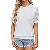 Blooming Jelly Womens Lace Short Sleeve Shirts Dressy Business Casual Summer Tops Ladies Pleated Spring Blouses 2025
