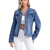 Muundim Women's Jean Jacket, Stretch Soft Denim Jacket for Women, Casual Ladies Jean Jacket Trucker Coats