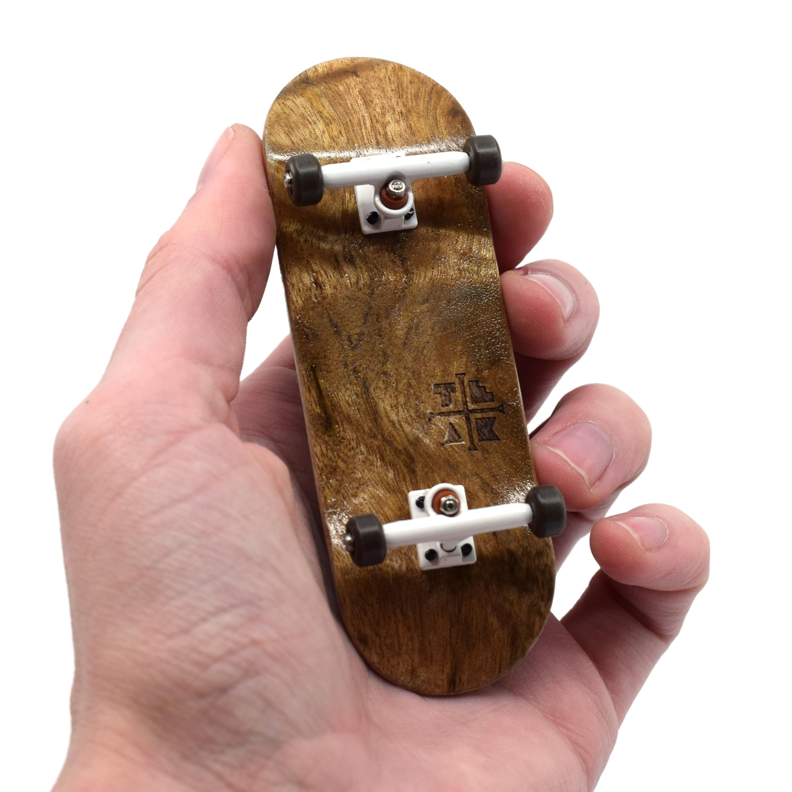 Teak Tuning 32mm PROlific Complete Fingerboard - "Toasted S'Mores Burl" | 32mm x 97mm Handmade Maple Wooden Deck | Pro Board Shape | Polyurethane Bearing Wheels | O-Ring Tuning