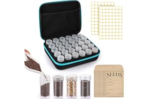 MILULU 30 Slots Seed Organizer Storage Box with 10PCS Seed Envelopes, Premium Seed Containers for Various Sizes Vegetable and Flower Garden Seeds, Gardening Seed Keeper Set with Useful Accessories (Blue)