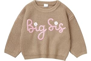 ADXSUN Toddler Girl Big Sister Embroidered Knit Sweater Long Sleeve Pullover Sweatshirt Fall Winter Clothes