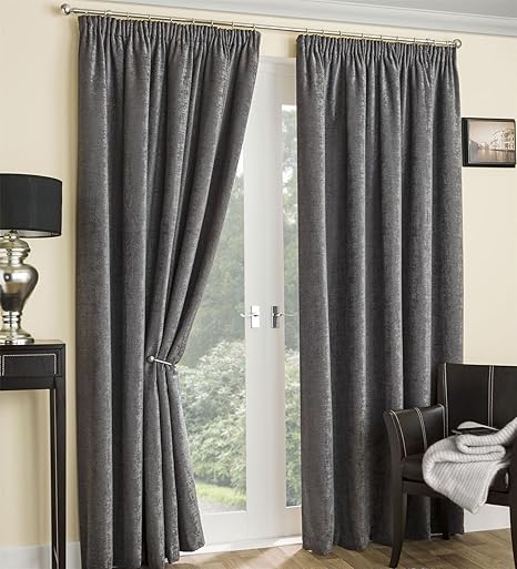 Beverley Lined Curtains 90 X 90 Silver Grey Luxury Textured