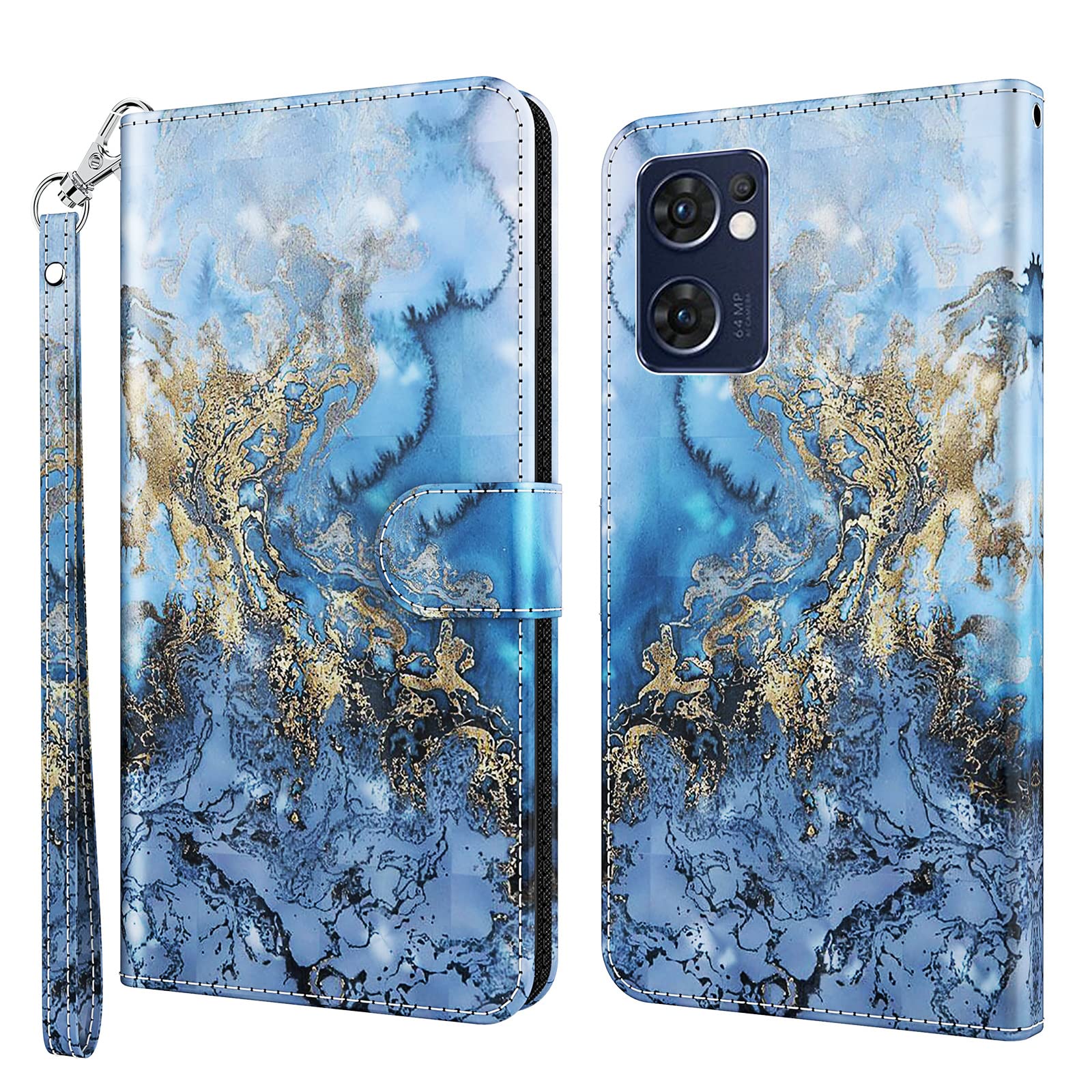 GLANDOTU Case for Oppo Find X5 Lite 5G / Oppo Reno7 5G, Premium PU Leather [Full Protection] [Card Slots] [Stand] Wallet Cover for Oppo Find X5 Lite 5G / Oppo Reno7 5G Case-Marbling