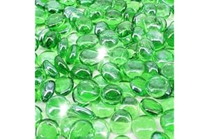 Kleuete 5 Pound Fire Pit Glass 3/4 Inch Reflective Round Fire Glass Drops Beads Rocks for Natural or Propane Fire Pit and Landscaping Green