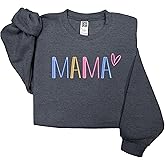 GODMERCH Embroidered Mama Sweatshirt, Gifts Birthday Mothers Day for Mom Mama, Embroidery Crewneck Sweatshirts for Women