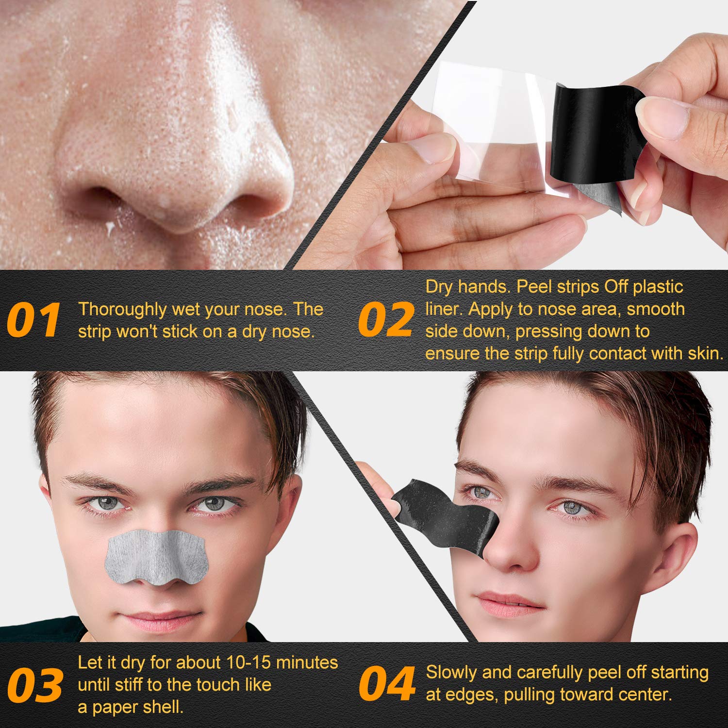 Charmonic Blackhead Pore Strips, 33 pcs Charcoal Peel Off Strips, Blackhead Remover Pore Strips for Men, Deep Cleansing Strips Remove for Nose Area and Face Oil and Blackheads