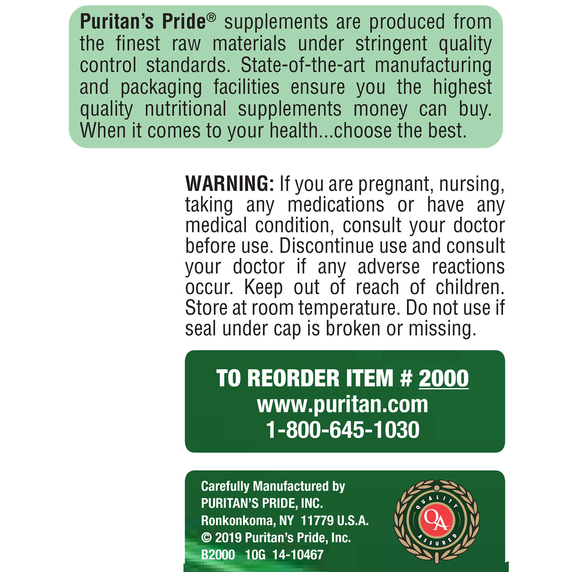 Puritan's Pride Zinc 25 mg Tablets, 100 Count