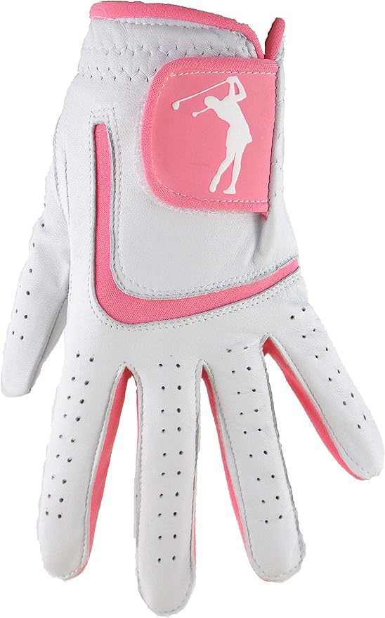 Ladies Cabretta Leather Golf Glove with Pink Lycra Amazon.co.uk