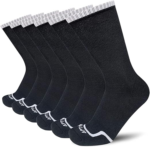 APTYID Men's Moisture Control Cushion Crew Work Boot Socks (4/6 Pairs