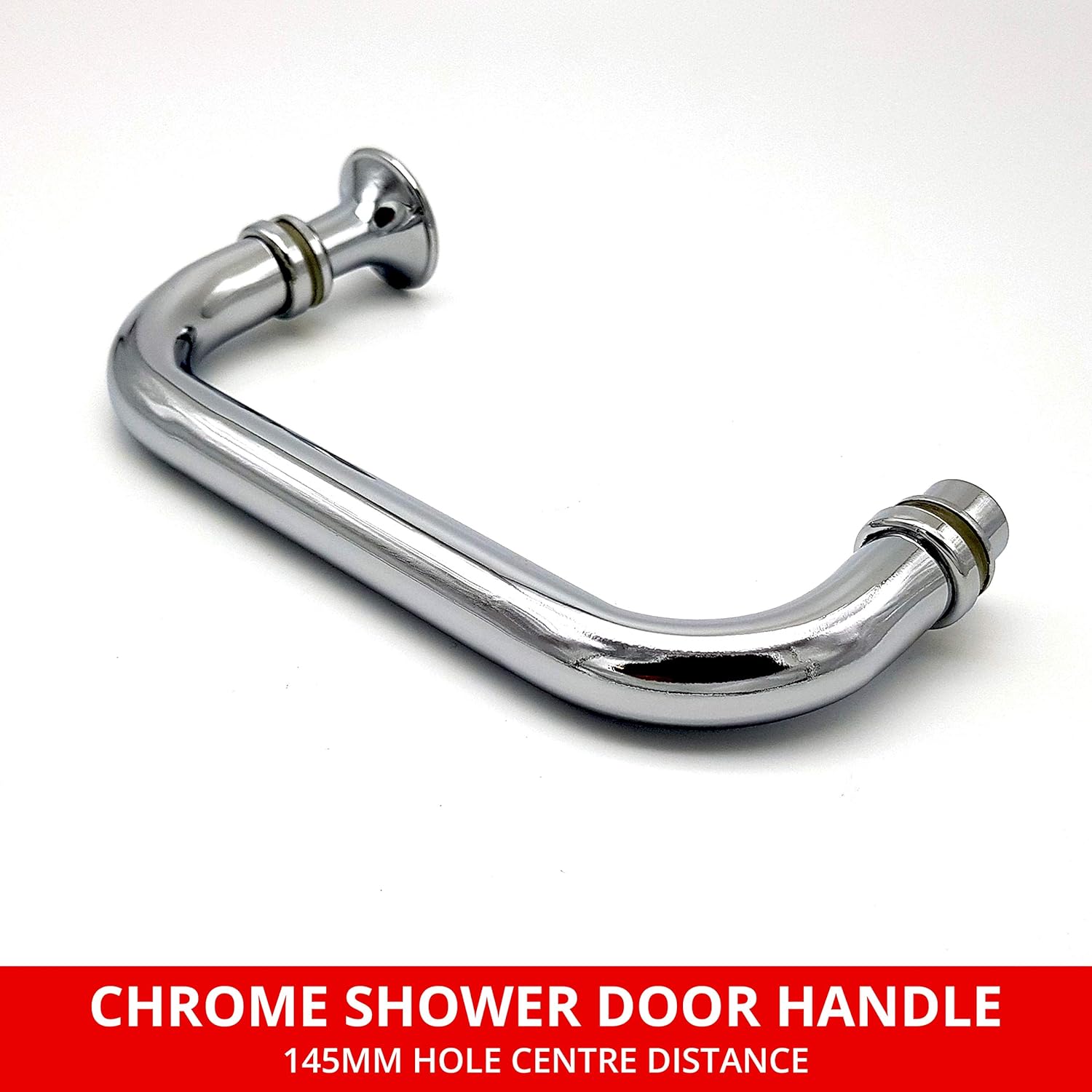 Chrome Shower Door Handle 145mm Hole Centres 160mm Long Suitable