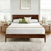 Zinus Allen Mid Century Wood Platform Bed Frame, Queen | Solid Wood Foundation, Wood Slat Support, No Box Spring Needed, Modern Low Profile Design, Easy Assembly