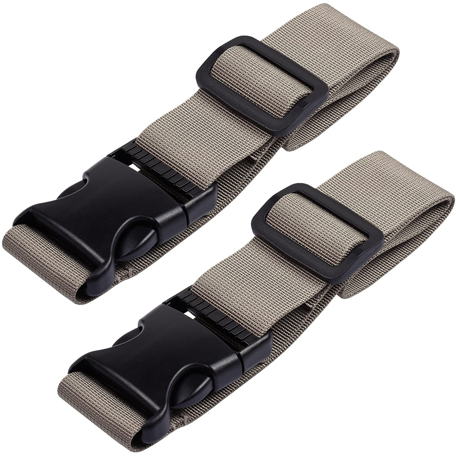 Wisdompro 2 Pcs Add a Bag Luggage Strap, Heavy Duty Adjustable Suitcase Belt Travel Attachment Travel Accessories for Connecting 3 Luggage Together, Khaki, 20 inch