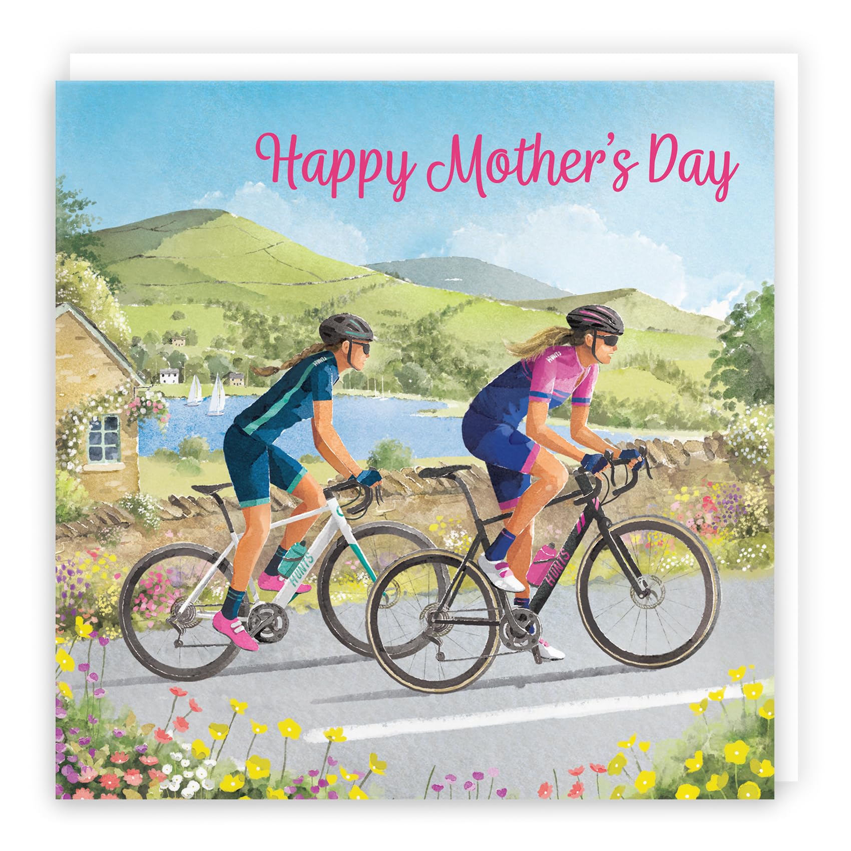 Hunts England - Cycling Fun Mother's Day Card - Milo's Gallery - Cyclist Mother's Day Card - Happy Mother's Day Card For Bike Fans, Women, Mum, Grandma