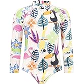 Kamarina Swim Girls Long Sleeve Swimsuit - UPF 50+ Chlorine Resistant Zip-Back Girls' Swimwear | Size 6-12