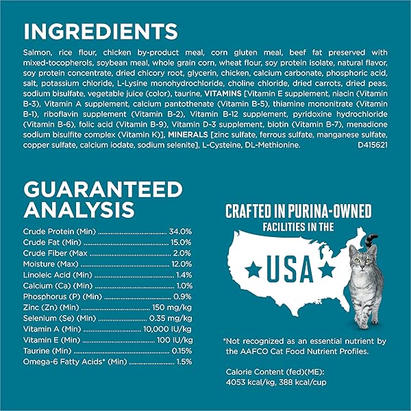 PURINA ONE NATURAL DRY CAT FOOD, TENDER SELECTS BLEND WITH REAL SALMON – 3.5 LB. BAG