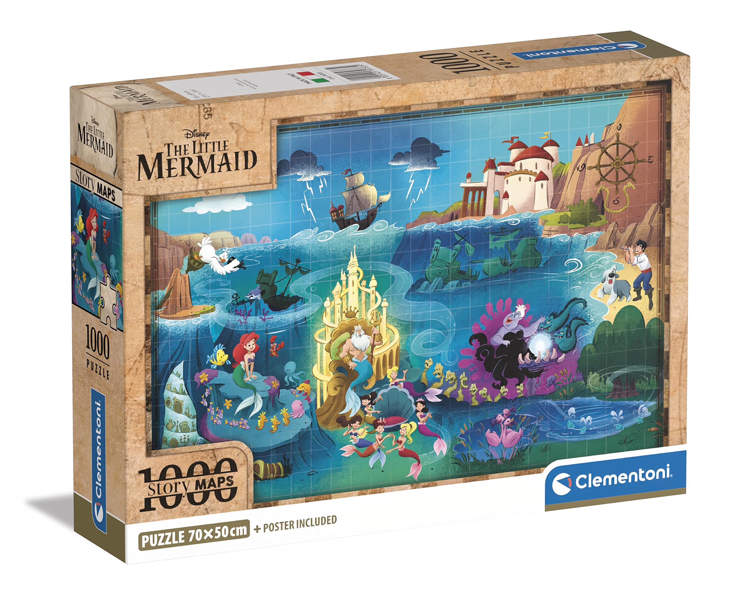 Clementoni - 39783 - Puzzle - The Little Mermaid - 1000 Pieces - Adult Puzzle, Made In Italy