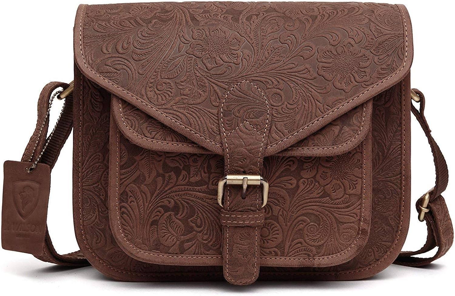 Wavlynn Black Jacquard Faux Leather Messenger Bag With Inner Pockets And Zipper Closure main image 0