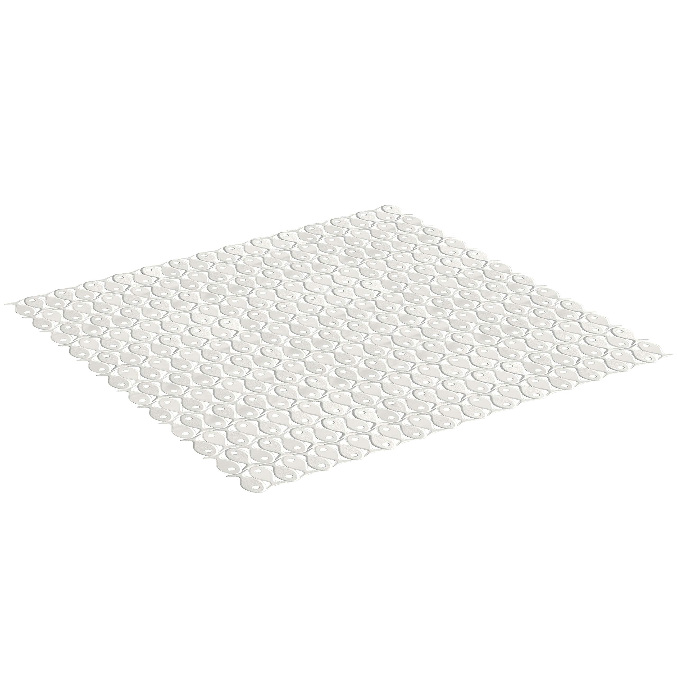 TATAY Bath Mat, Non-slip, PVC with Suction Cups, Resistant to Mold and Microbes, Anti-Bacterial, Pisces Design, Pergamon White. Measures 54 x 54 cm