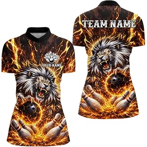 Gold Lightning Thunder Angry Lion Bowling Shirts for Men and Women Custom Lion Bowling Team Jersey