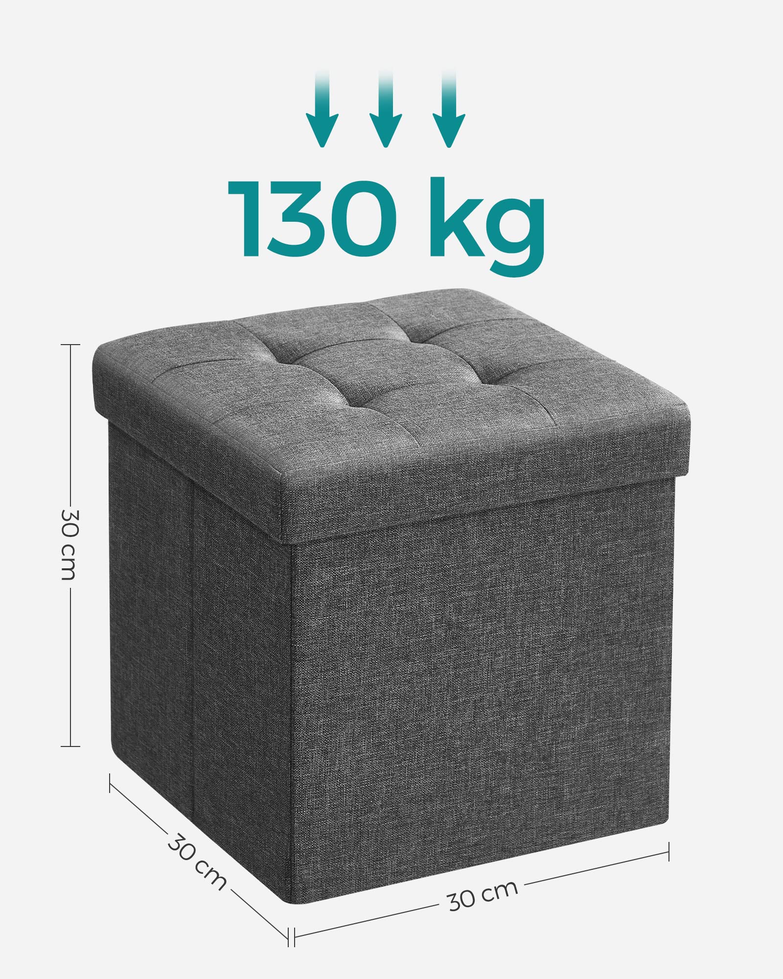 SONGMICS 30 cm Sitzbank mit Stauraum, 2er Set, klappbare Sitztruhe, Aufbewahrungsbox, Fußbank, dunkelgrau LSF426G02 5