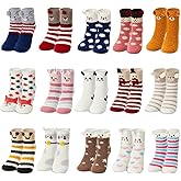 Hercicy 15 Pairs Women Fuzzy Socks Soft Striped Animal Fluffy Sleeping Winter Warm Cute Coral Fleece Cozy Slipper Socks
