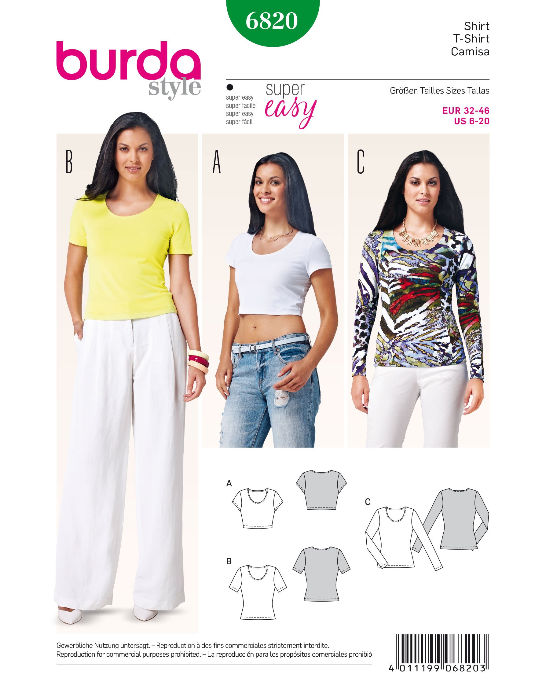 Burda B6820 Misses' Shirt Sewing Pattern