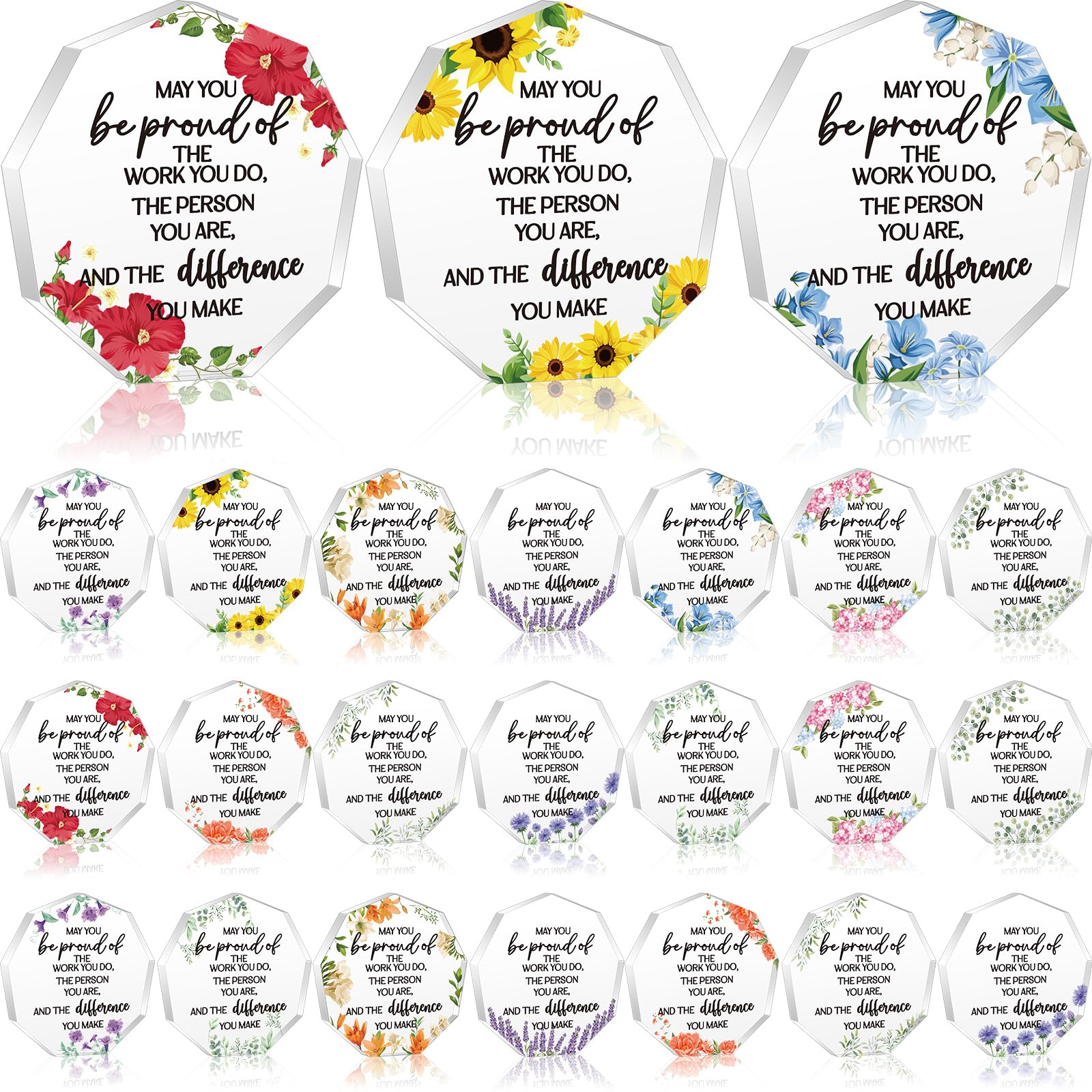 Huquary 24 Pcs Employee Appreciation Awards for Coworker Flower Acrylic ...