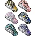 Floraltop 6 Pcs Satin Lined Scrub Caps Women Nurse Surgical Hat with Buttons Ponytail Working Adjustable Pouch Tie Back