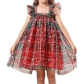 WINAIYA Toddler Girl Christmas Tutu Dress Gilding Printed Sleeveless Layered Tulle Outfit 2-5T