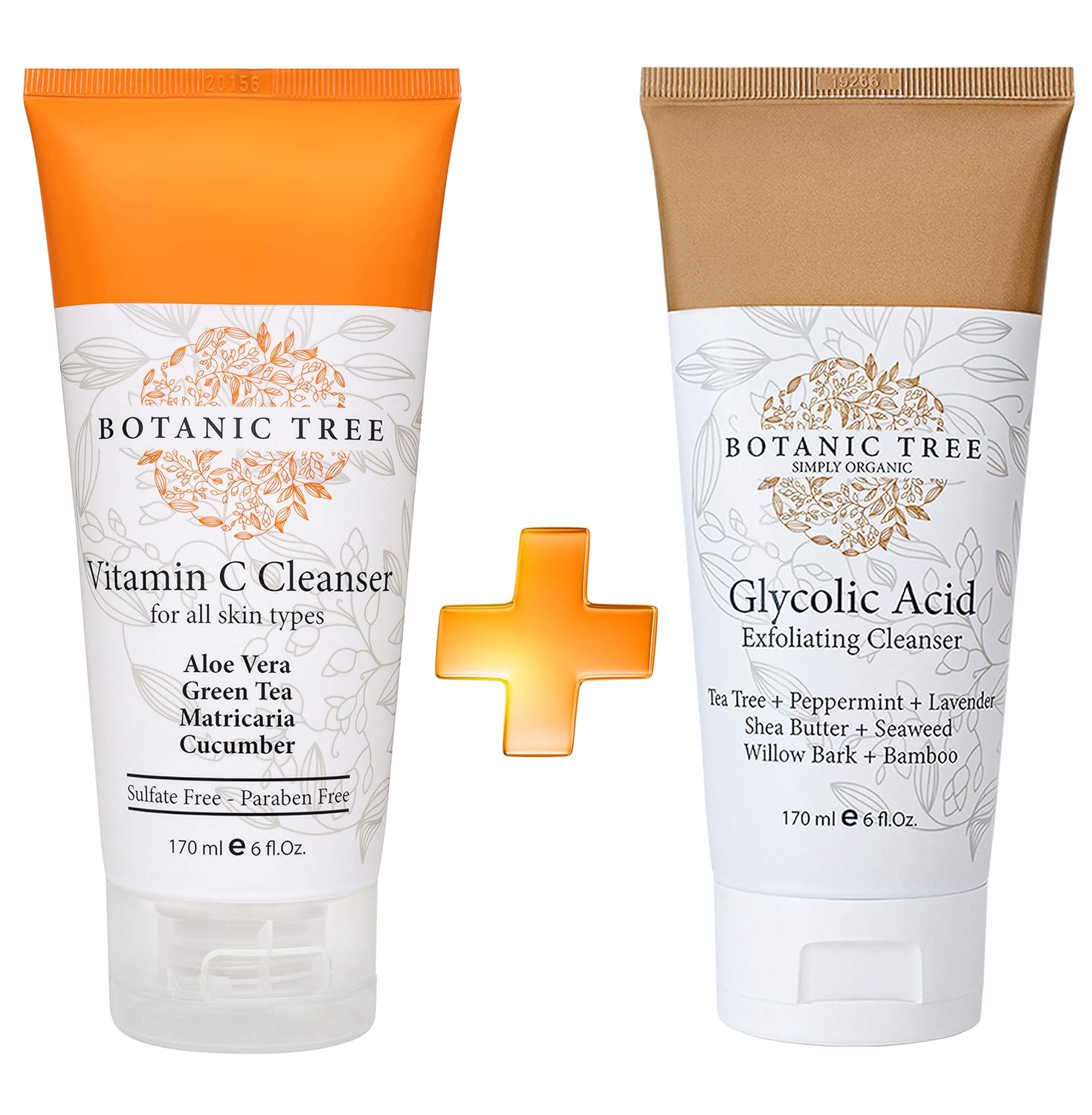 Botanic Tree Vitamin C Face Wash-Daily Skin Cleansing Formula Reduces Acne Breakouts, Blemishes, Wrinkles-Anti Aging Facial Cleanser w/ Organic Ingredients- Double Cleanse w/ Glycolic Acid Face Wash - 6 Oz: Beauty