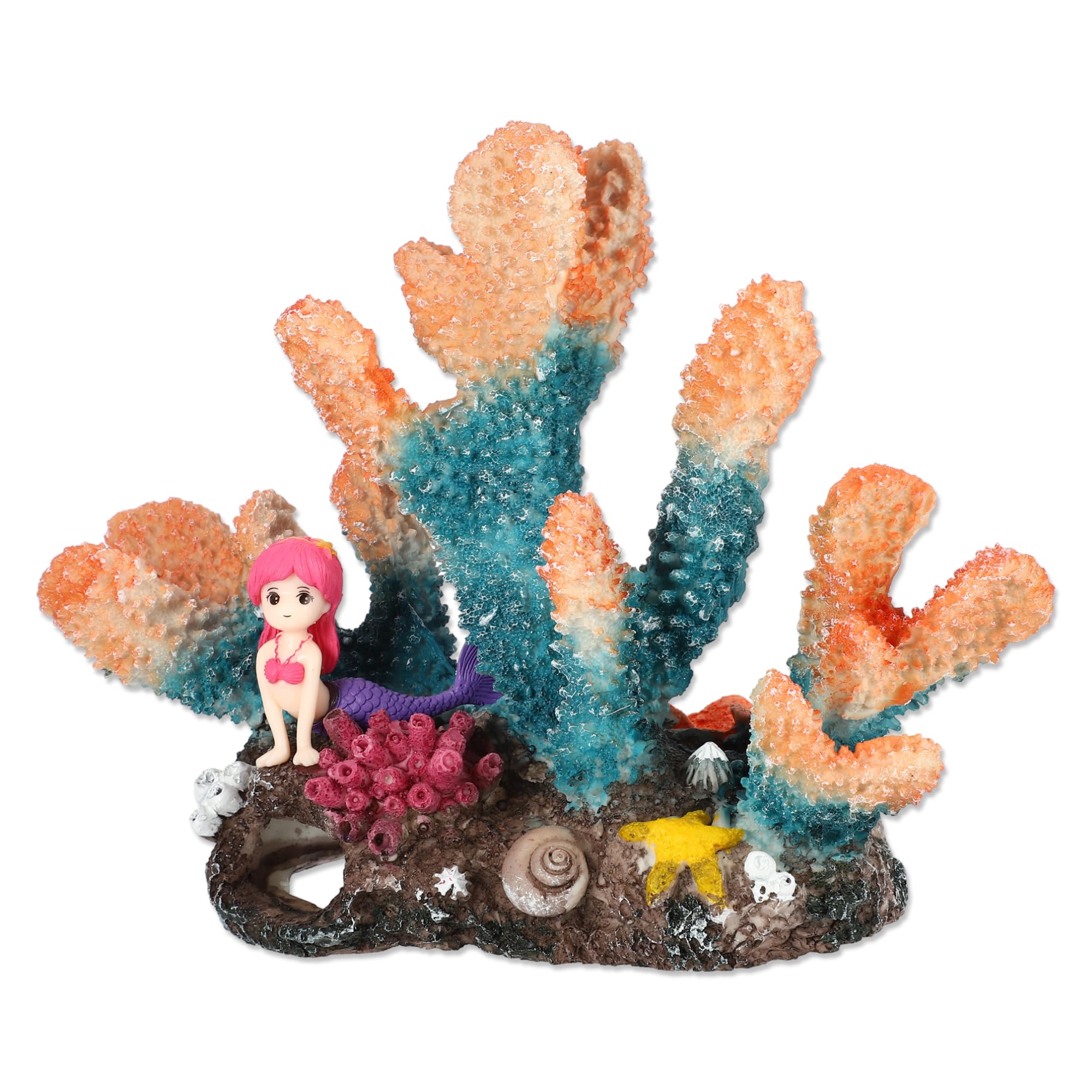 CAPASTEC Aquarium Coral Reef Decor, Artificial Coral Reef Decor, Resin Coral Decoration Ornaments, Suitable for Goldfish Fish Tank, 8.46"x3.15"x6.10", Orange