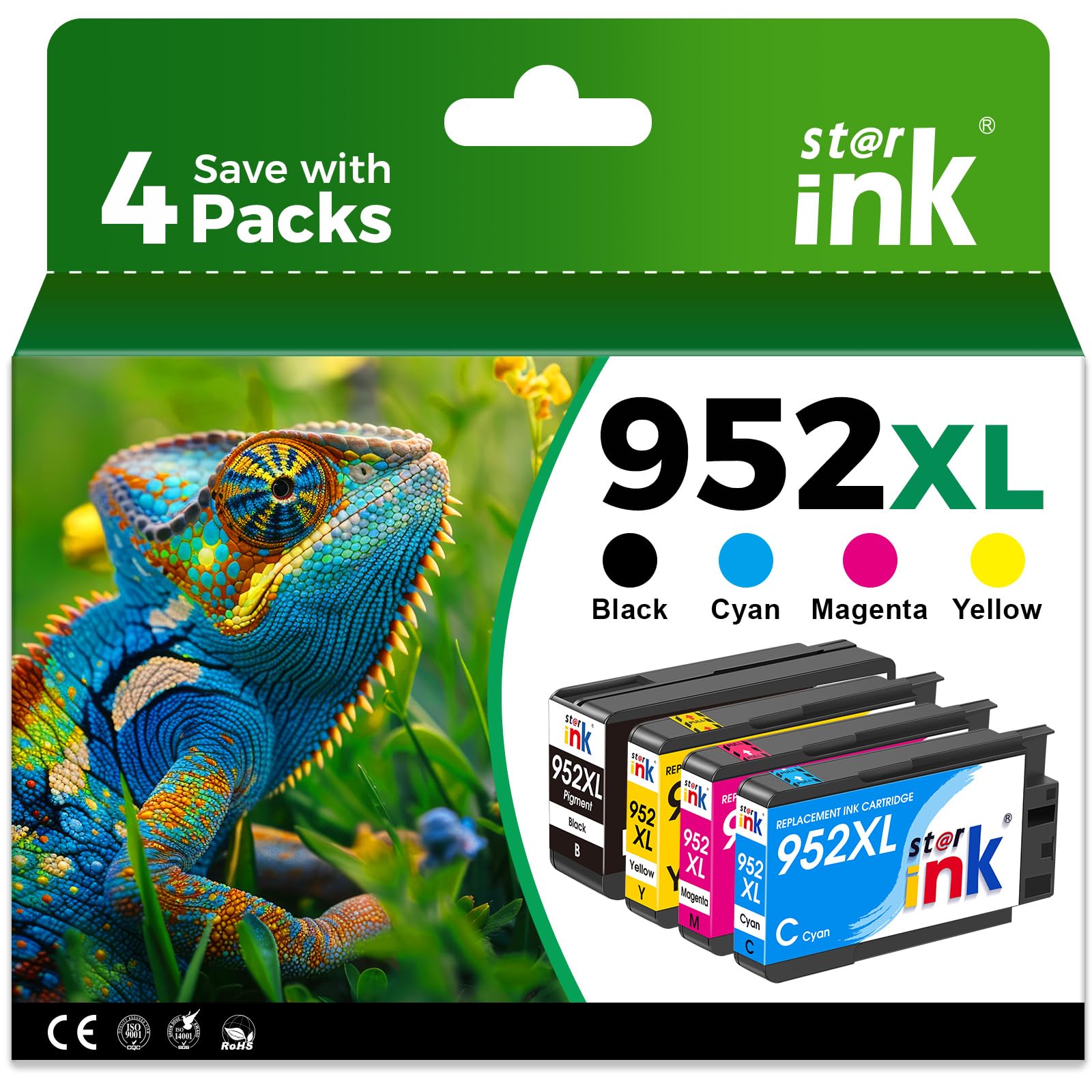 Photo 1 of 952XL Ink Cartridges Combo Pack Replacement for HP 952 Ink Cartridges, Compatible with HP OfficeJet Pro 8710 8715 8720 8702 8210 7740 Printer, (Black,Cyan,Magenta,Yellow-4 Pack)