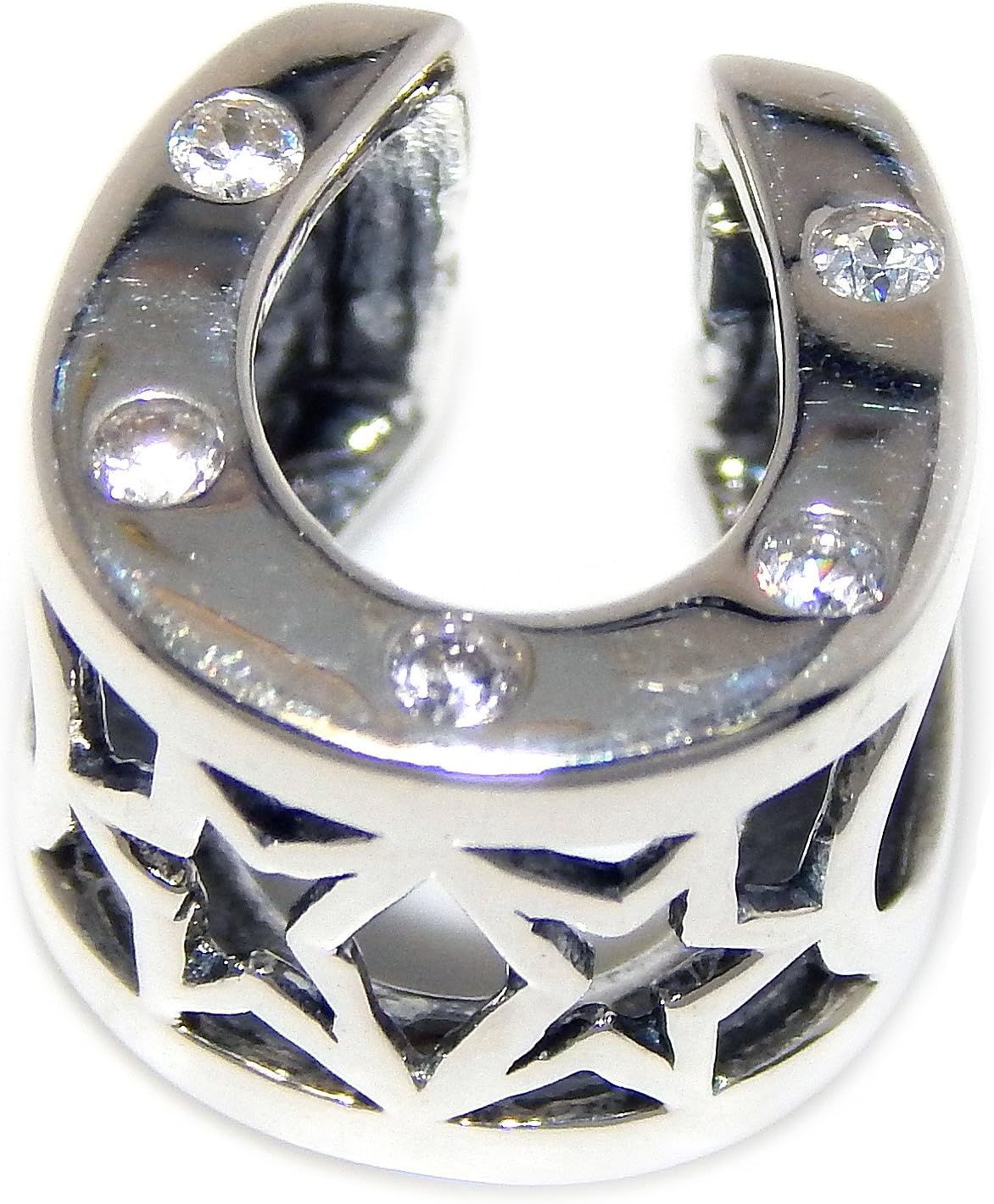 ICYROSE Solid 925 Sterling Silver Horseshoe with Clear CZ Charm Bead