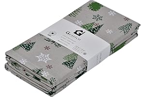 Gratico Dinner Napkins Green Tree Print Cloth Napkins Set of 4 Color Christmas Tree Dinner Napkins 20x20 Inches 100% Cotton Over Sized Cloth Napkins with Mitered Corners Dinner Napkins