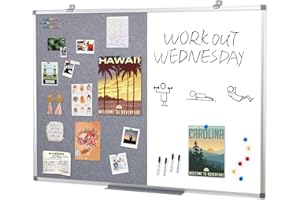 S SWANCROWN Combination Magnetic Whiteboard & Fabric Board,4'x3' Dry Erase Board Bulletin Board Combo Vision Board for Wall,Home,School,Office 48x36inches