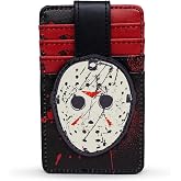 Buckle-Down Warner Bros. Horror Movies Wallet, Character Wallet ID Card Holder, Friday the 13th Jason Hockey Mask Black Red, Vegan Leather