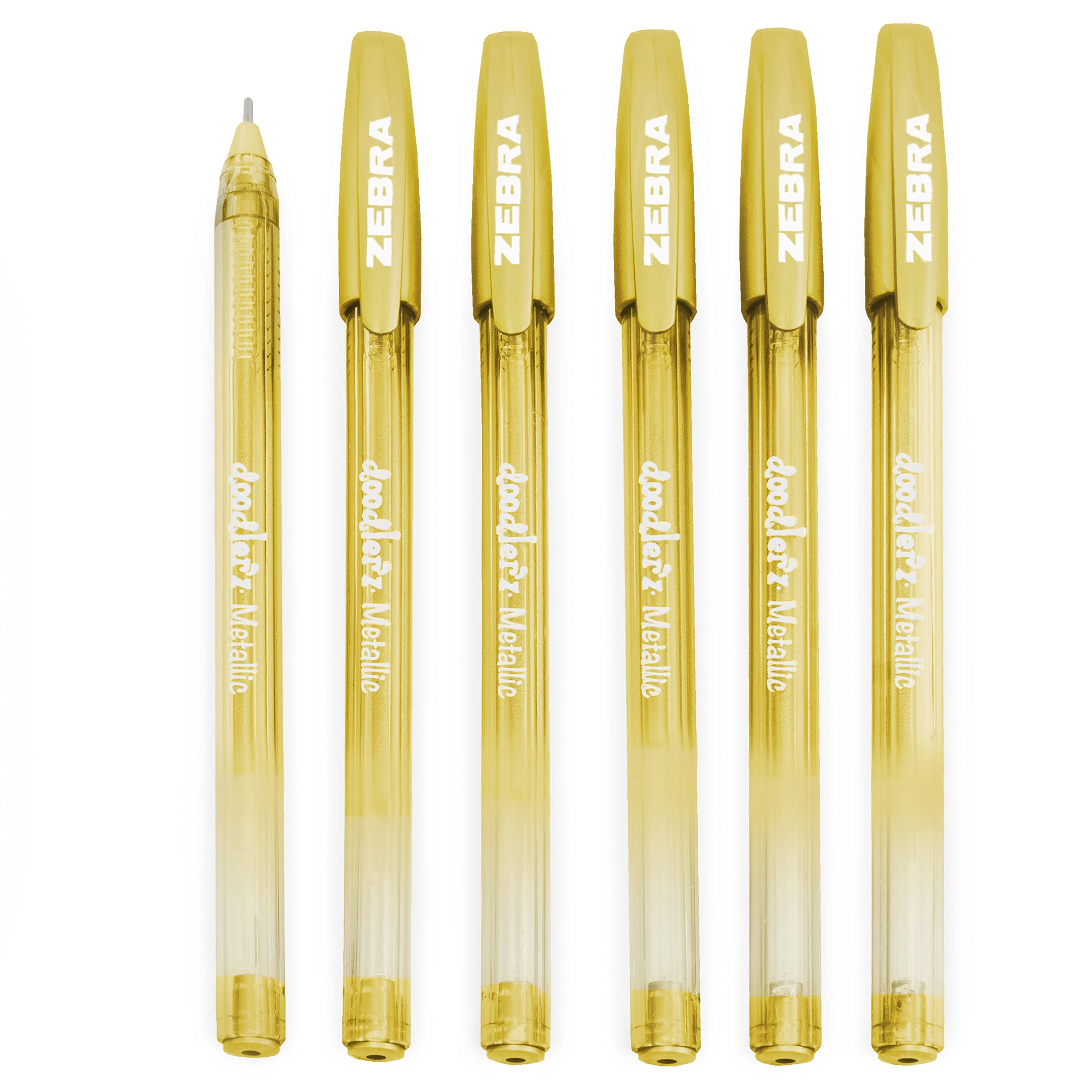 Zebra Doodler'z Metallic Stick Ballpoint Pen - 1.0mm - Gold Ink - Pack of 6