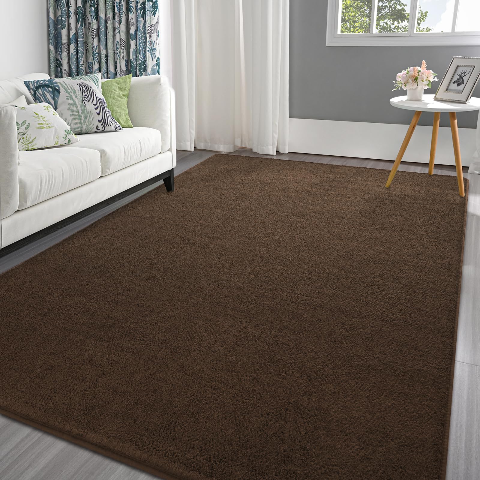 Photo 1 of Pettop Area Rugs for Bedroom Living Room, 5x7 Brown Thickened Memory-Foam Indoor Carpets, Modern Aesthetic Minimalist Super Soft Comfy Carpet for Boys Girls Adults Room Dorm Home Decor