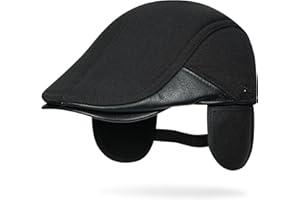 Clakllie Winter Flat Cap with Earflap Warm Newsboy Cap for Men Peaked Cabbie Gatsby Driving Cap Adjustable Ivy Irish Cap