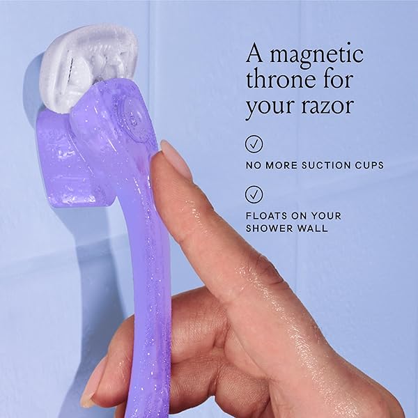 BILLIE RAZORS FOR WOMEN SHAVE KIT – WOMEN’S RAZOR + 2 X 5-BLADE RAZOR REFILLS + MAGNETIC HOLDER – MOONBEAM