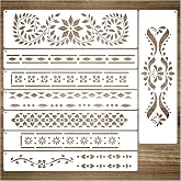 Border Stencils for Painting on Wood Furniture Stencil for Crafts | Reusable Wood Burning Drawing Art Paint Stencils and Patterns for Wall Table Chair Cabinet Canvas Furniture