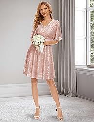 Wedtrend Rose Gold Women's Sequin Dress Birthday