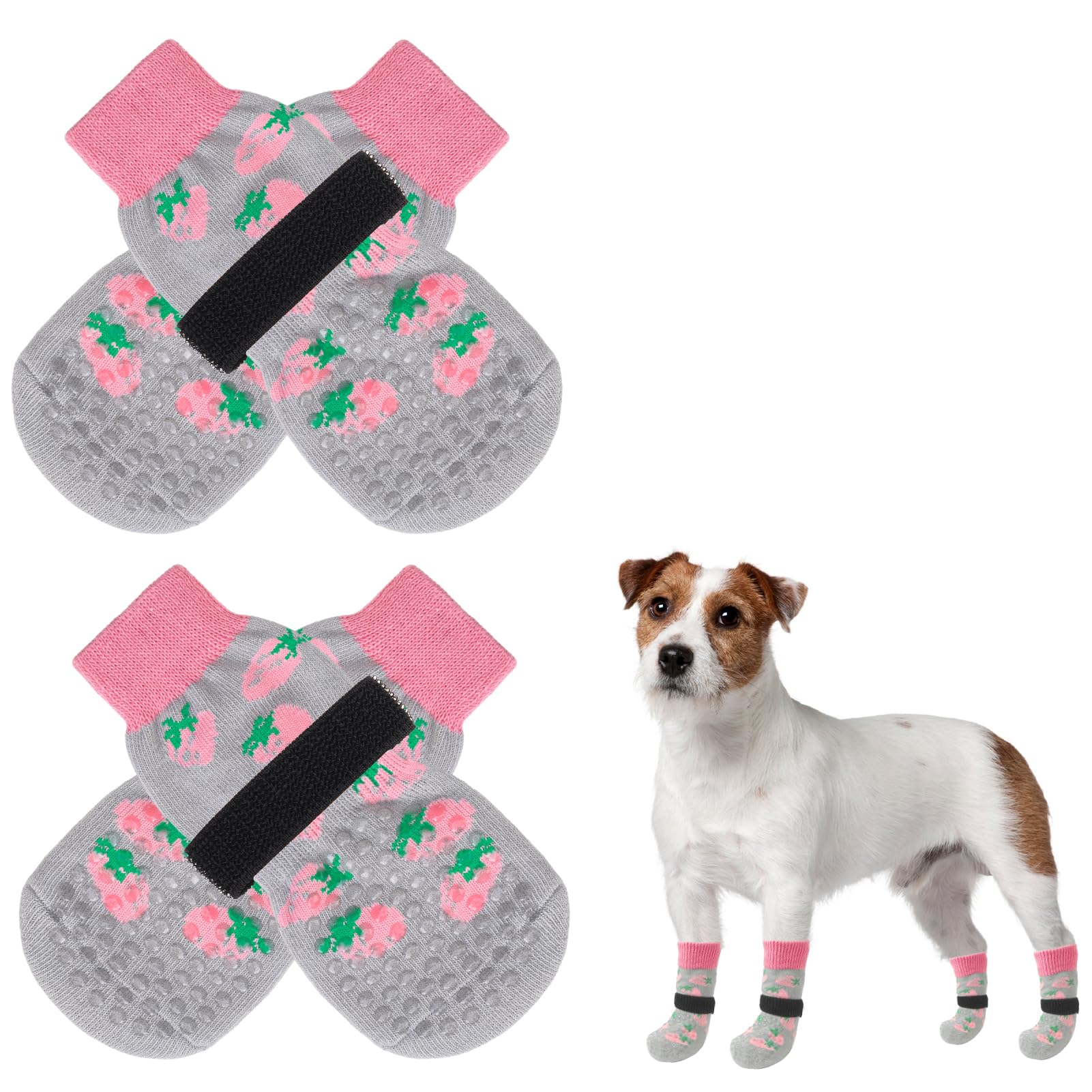 Photo 1 of SCENEREAL Anti Slip Dog Socks for Hot/Cold Pavement, Double Sides Dog Boots & Paw Protectors to Prevent Licking Paws, Non Slip Anti Twist Small Medium Large Senior Dogs Socks for Hardwood Floors, Grey