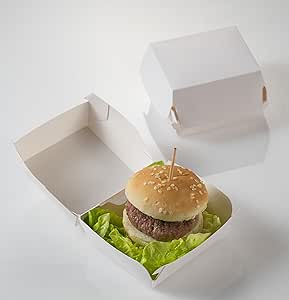 Caja para mini Hamburguesa 7,5x7,5x5 cm – Concha para Burguer - 25 uds: Amazon.es: Hogar