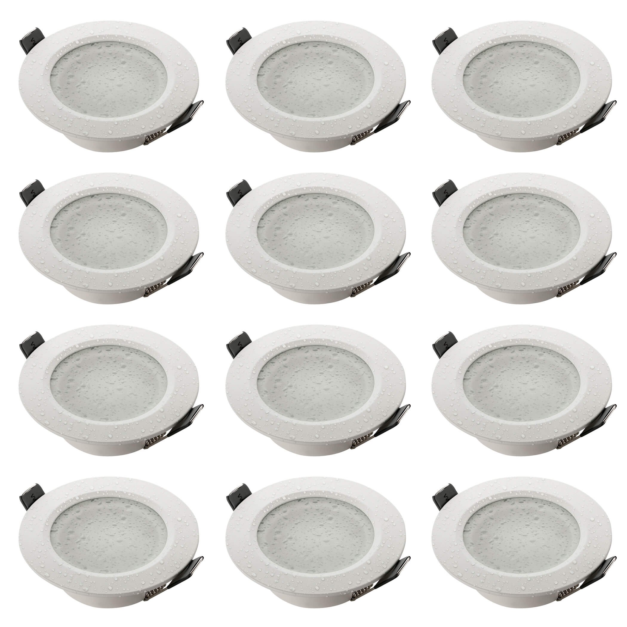 SEBSON 12x Downlights for Ceiling - Bathroom IP44, Recessed, Mounting Hole ø70mm, Frame Aluminium White Ø90x29mm - LED Spot Lights Ceiling with GU10 Lamp Holder