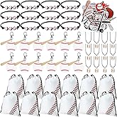 Cholemy 98 Pcs Baseball Party Favors Acrylic Baseball Key Chain with Wooden Bat Baseball Gifts for Team Baseball Drawstring Bag Stickers Charm Bracelets Necklace for Sports Baseball Party Supplies