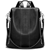 S-ZONE Leather Backpack Purses for Women Antitheft Rucksack Shoulder Bag Medium