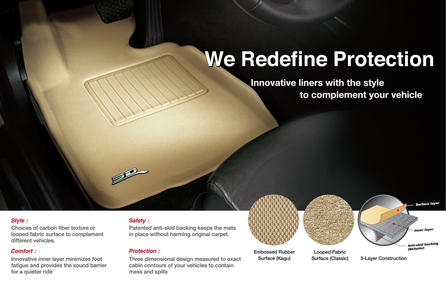 Floor Mats Automotive 3D MAXpider Complete Set Custom Fit AllWeather