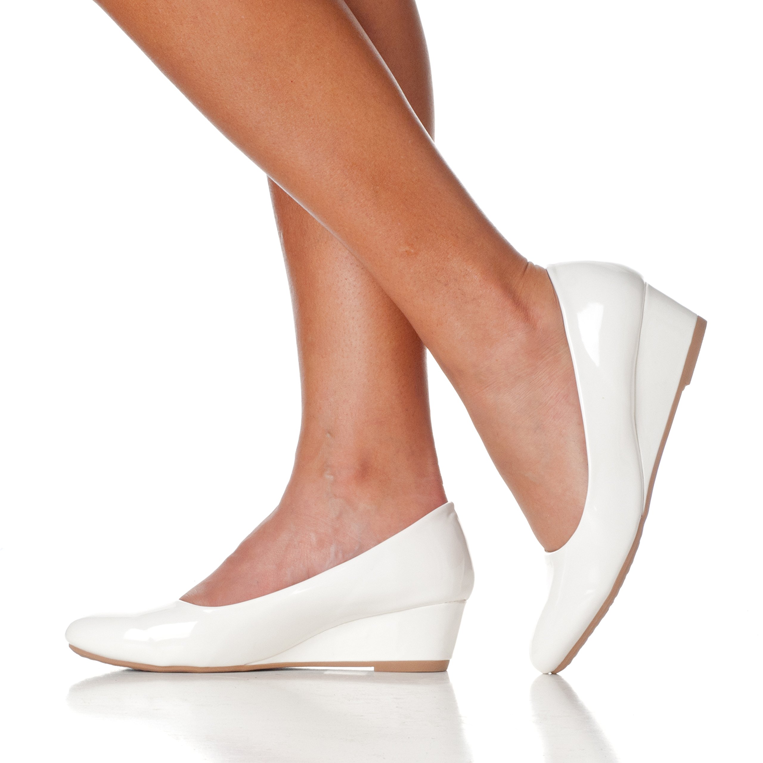 Riverberry Women's Alice Low-Height Round Toe Wedge Pumps - Image 7